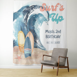 Surf's Up Surfen am tropischen Strand Geburtstag Wandteppich