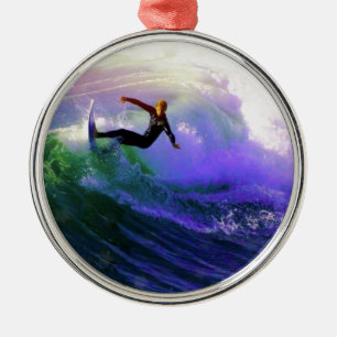 SURFS UP Surfer Surfen eine Welle fangen Ornament Aus Metall