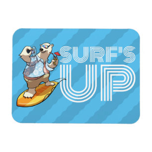 Surf's Up Surfpolar Bär mit Cocktail Cartoon Magnet