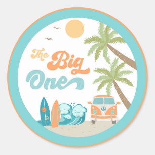 Surf's Up The Big One Birthday Party Fevor Sticker