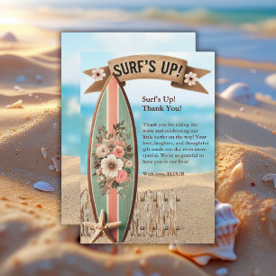 Surf's Up Vintage Floral Baby Shower Dankeskarte