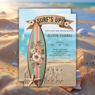 Surf's Up Vintage Floral Baby Shower Einladung