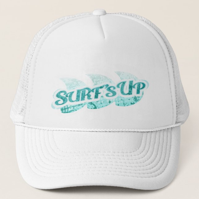 "Surf's Up" zwei Töne, Aqua & White Truckerkappe (Vorderseite)