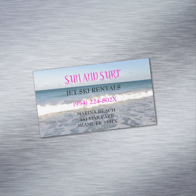 Surfshop/Jet Ski Travel Ocean Beach Magnetische Visitenkarte (Beispiel)