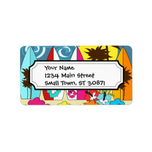 Surfshop Surfen Ocean Beach Surfbretter Palme Tree Adressaufkleber