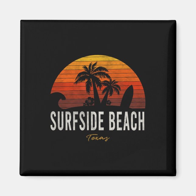 Surfside Beach Tx Texas Beach Palms Urlaubsurf Magnet (Vorne)