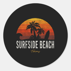 Surfside Beach Tx Texas Beach Palms Urlaubsurf Runder Aufkleber