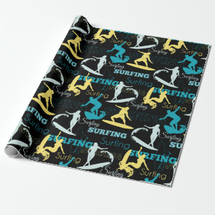 Surfsilhouetten geschenkpapier