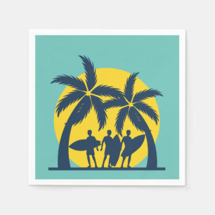Surfsonne und Palmen cool Surfen Serviette