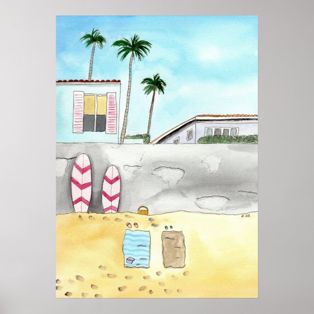 Surfstrand in San Diego Poster (Vorne)