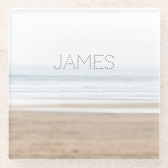 Surfstrand personalisiert glasuntersetzer (Vorderseite)