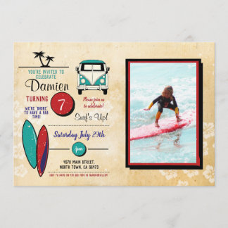 Surft hoch! Surfen zum Geburtstag Invite Beach Par Einladung
