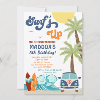 Surft surf Surf Beach Surf's Up Birthday Einladung