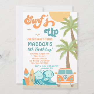 Surft surf Surf Beach Surf's Up Birthday Einladung