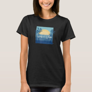 Surft Vintage Retro Sonnenuntergang Blau Trendy Ne T-Shirt