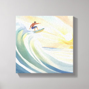 Surftage   Ozeanwelle Surf Wasserfarbe Leinwanddruck