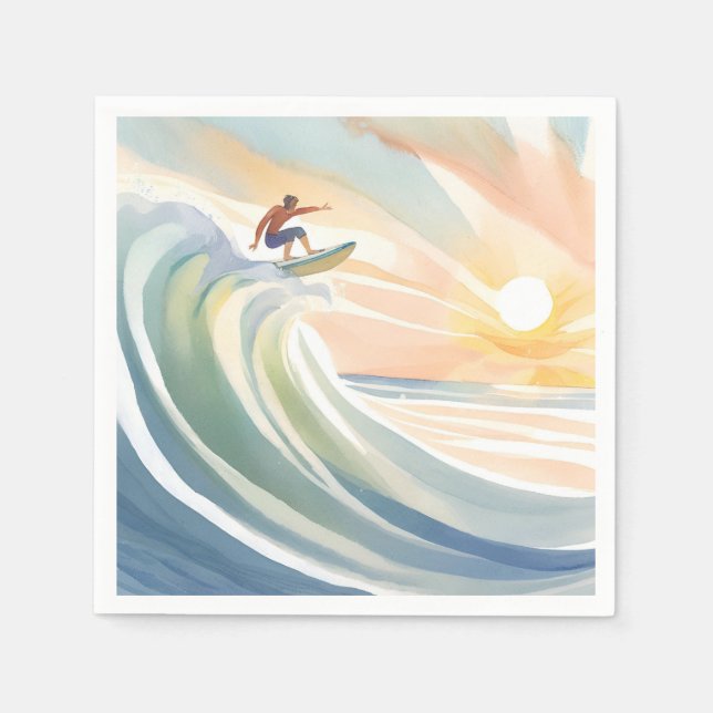 Surftage | Ozeanwelle Surf Wasserfarbe Serviette (Vorderseite)