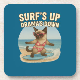 Surfthema für Siamkatze Getränkeuntersetzer