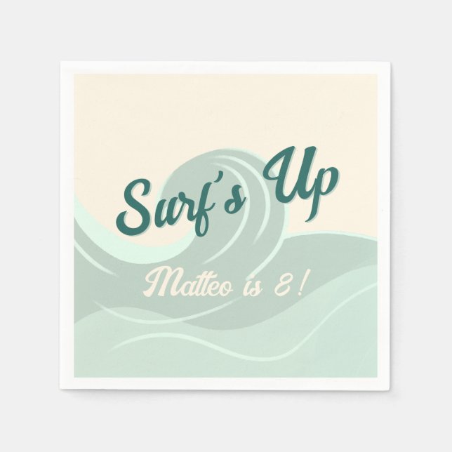 Surfthema Kindergeburtstag Papiertücher Serviette (Vorderseite)