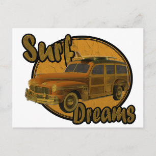 Surfträume Woodie Wagon braun Postkarte