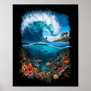 Surfwelle Tropischer Ozean Strand Horizont Poster