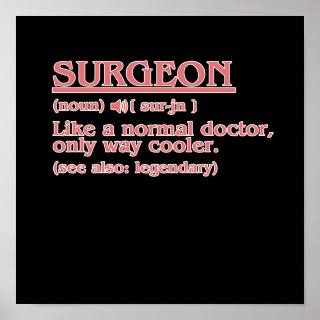 Surgeon Definition Surgery Medical Doctor Neurolog Poster (Vorne)