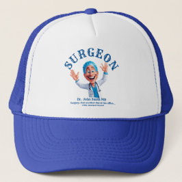 surgeon doctor with surgical cap and smile truckerkappe