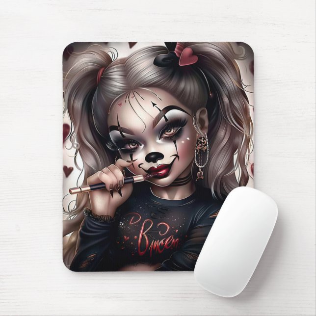Surie Woman With Clown Makeup 2 Mousepad (Mit Mouse)
