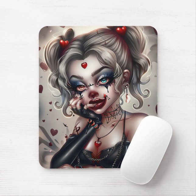 Surie Woman With Clown Makeup 9 Mousepad (Mit Mouse)