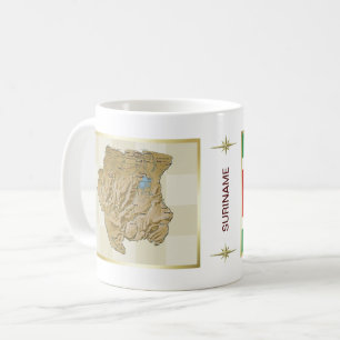 Surinam-Flagge + Karten-Tasse Kaffeetasse
