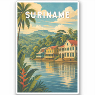 Surinam Illustration Reise Kunst Vintage Aufkleber