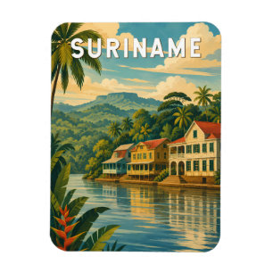 Surinam Illustration Reise Kunst Vintage Magnet