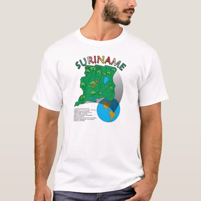 Surinam-Karte T-Shirt (Vorderseite)