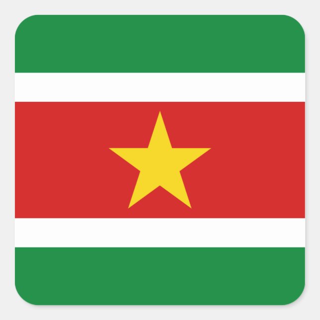 Suriname-Flag-Aufkleber Quadratischer Aufkleber (Vorderseite)