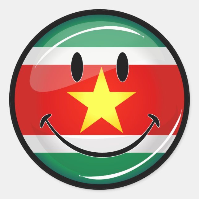Suriname-Flag | Lächeln des Gesichts Runder Aufkleber (Vorderseite)