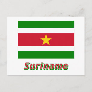 Suriname-Flag mit Name Postkarte