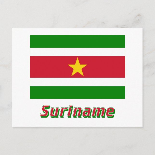 Suriname-Flag mit Name Postkarte (Vorderseite)