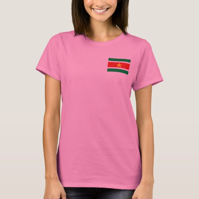 Suriname Flag und Map dk T - Shirt (Vorderseite)