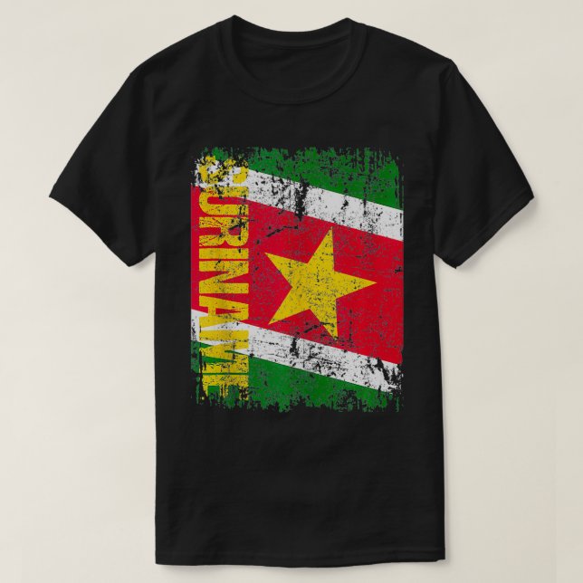 SURINAME-Flag Vintages gestörtes SURINAM  T-Shirt (Design vorne)