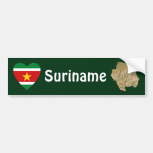 Suriname-Flagge Herz + Karte Aufkleber Autoaufkleber