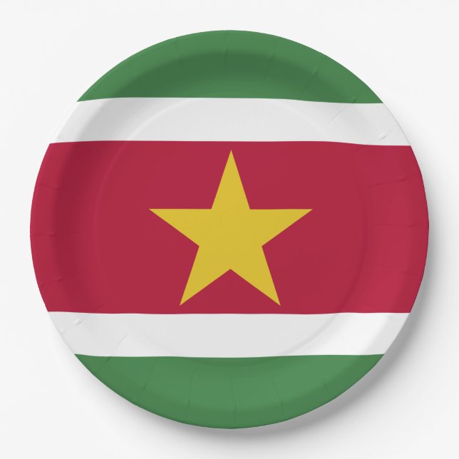 Suriname-Flagge Pappteller (Vorderseite)