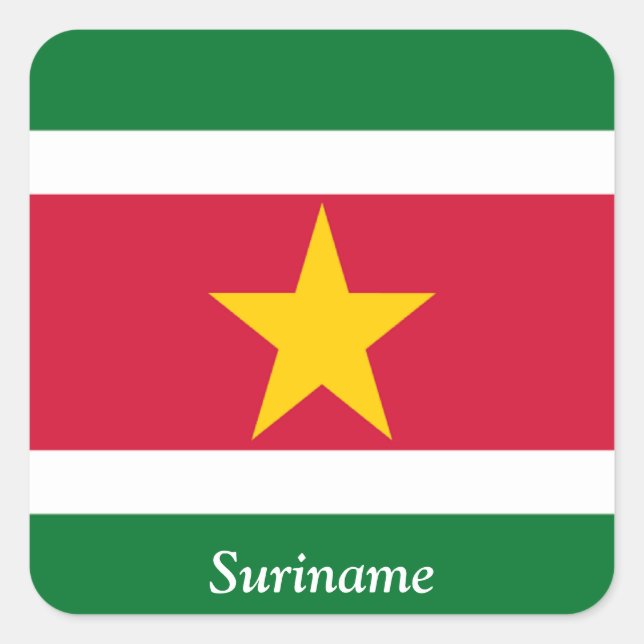 Suriname-Flagge Quadratischer Aufkleber (Vorderseite)