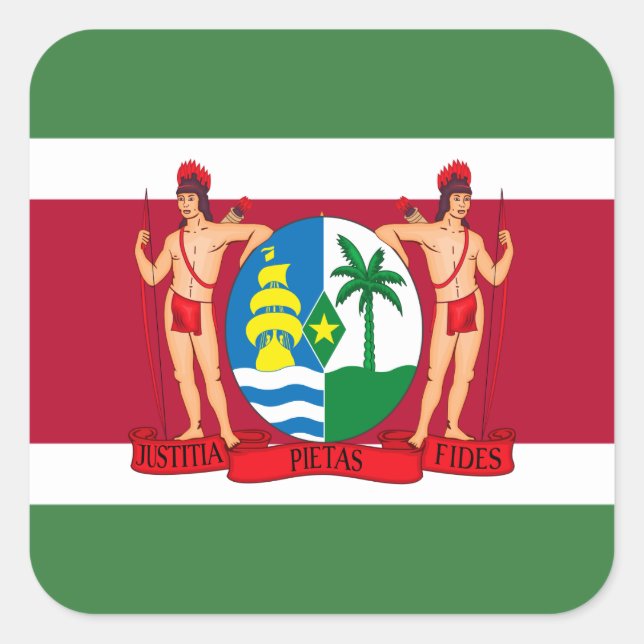 Suriname-Flagge und -Wappen, Flagge Surinams Quadratischer Aufkleber (Vorderseite)