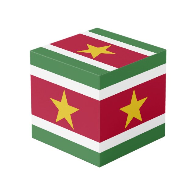 Suriname-Flagge Würfel (Vorderseite Schrägansicht)