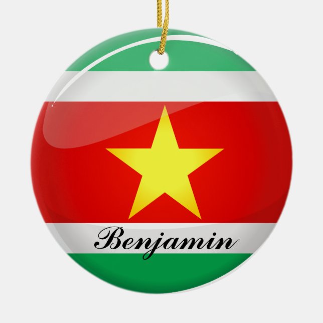 Suriname Glossar Round Flag Keramik Ornament (Vorne)