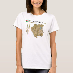 Suriname Karte + Flagge + Titel T-Shirt