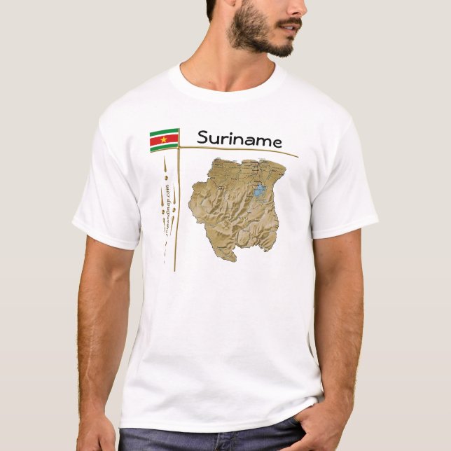 Suriname Map + Flag + Titel T - Shirt (Vorderseite)