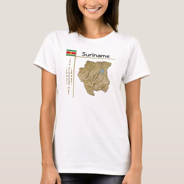 Suriname Map + Flag + Titel T - Shirt (Vorderseite)