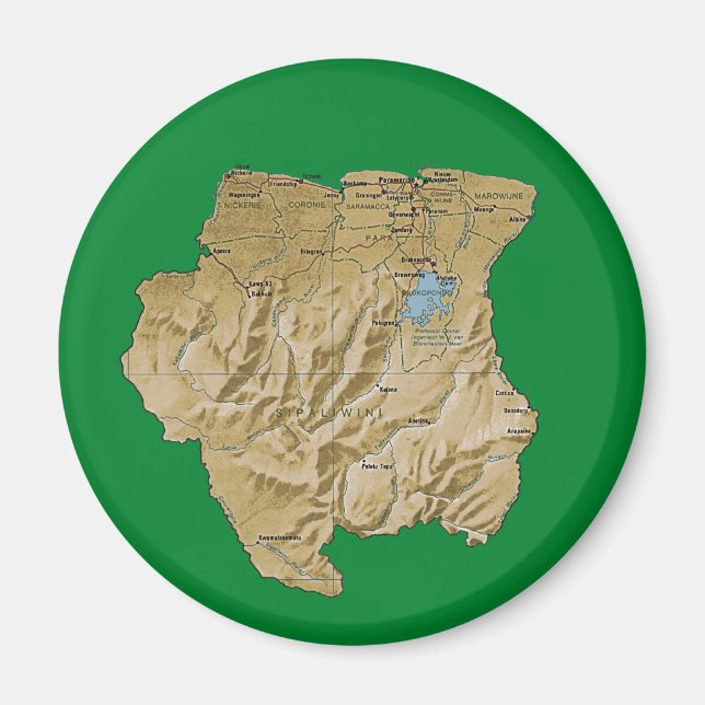 Suriname Map Magnet (Vorne)