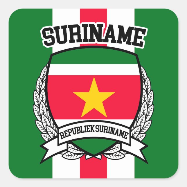 Suriname Quadratischer Aufkleber (Vorderseite)